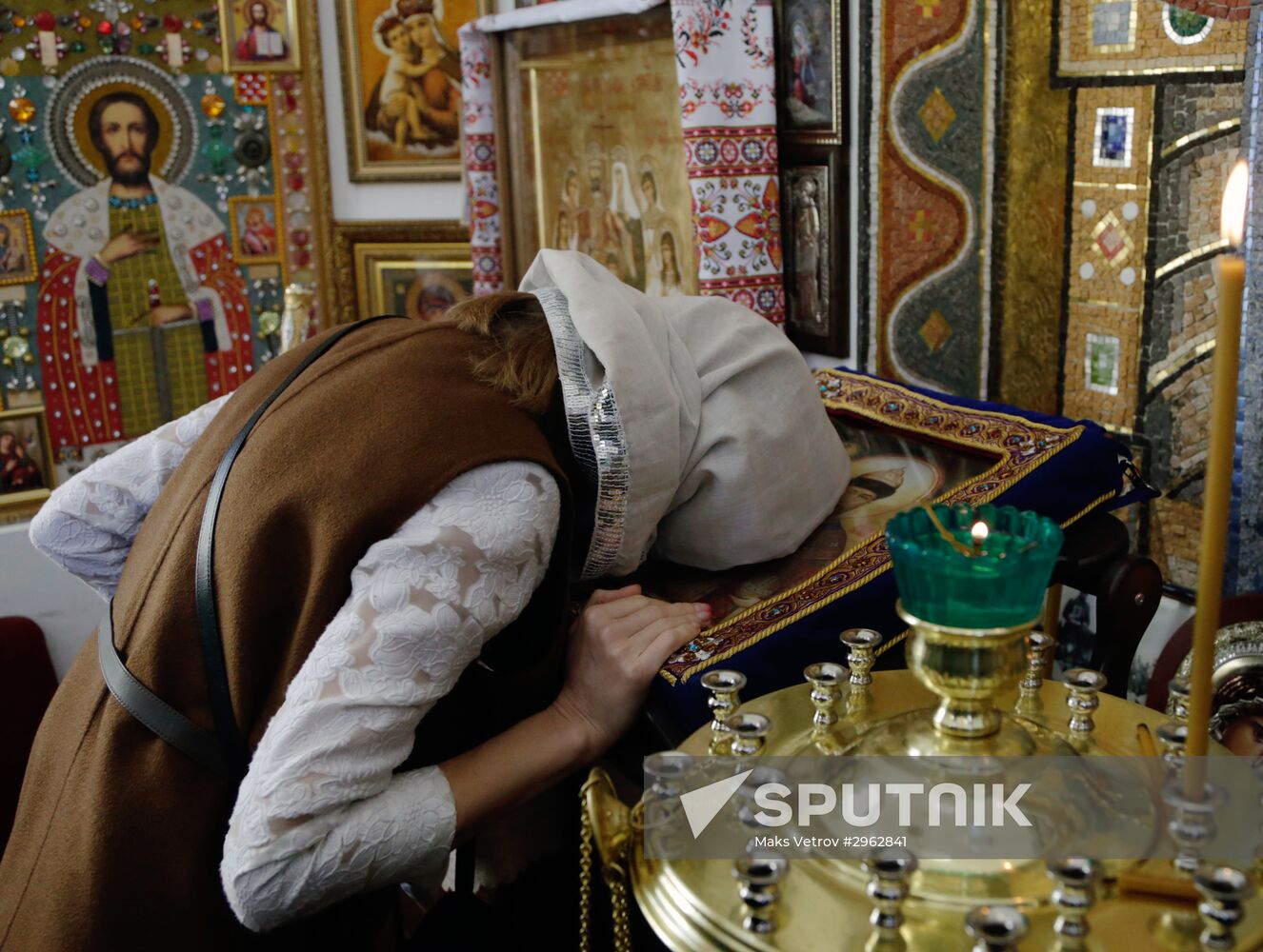 State Duma member Natalya Poklonskaya at opening of chapel at Crimean Prosecutor's Office