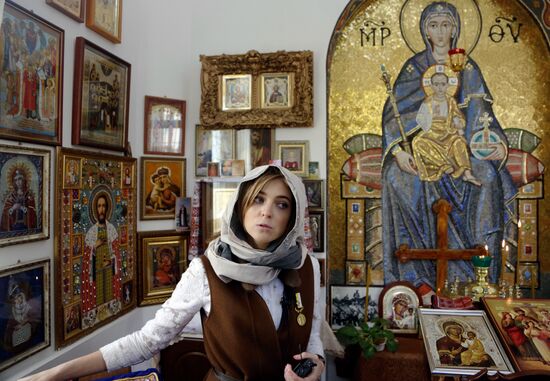 State Duma member Natalya Poklonskaya at opening of chapel at Crimean Prosecutor's Office