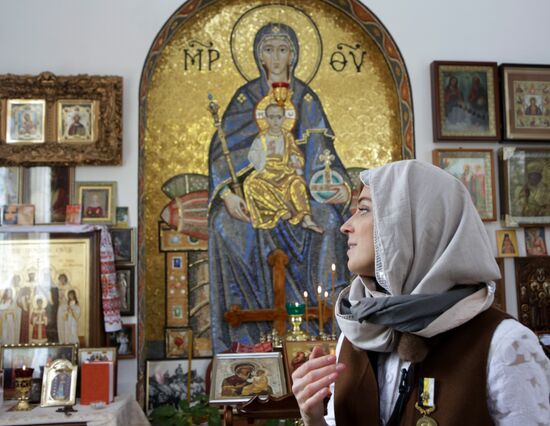 State Duma member Natalya Poklonskaya at opening of chapel at Crimean Prosecutor's Office