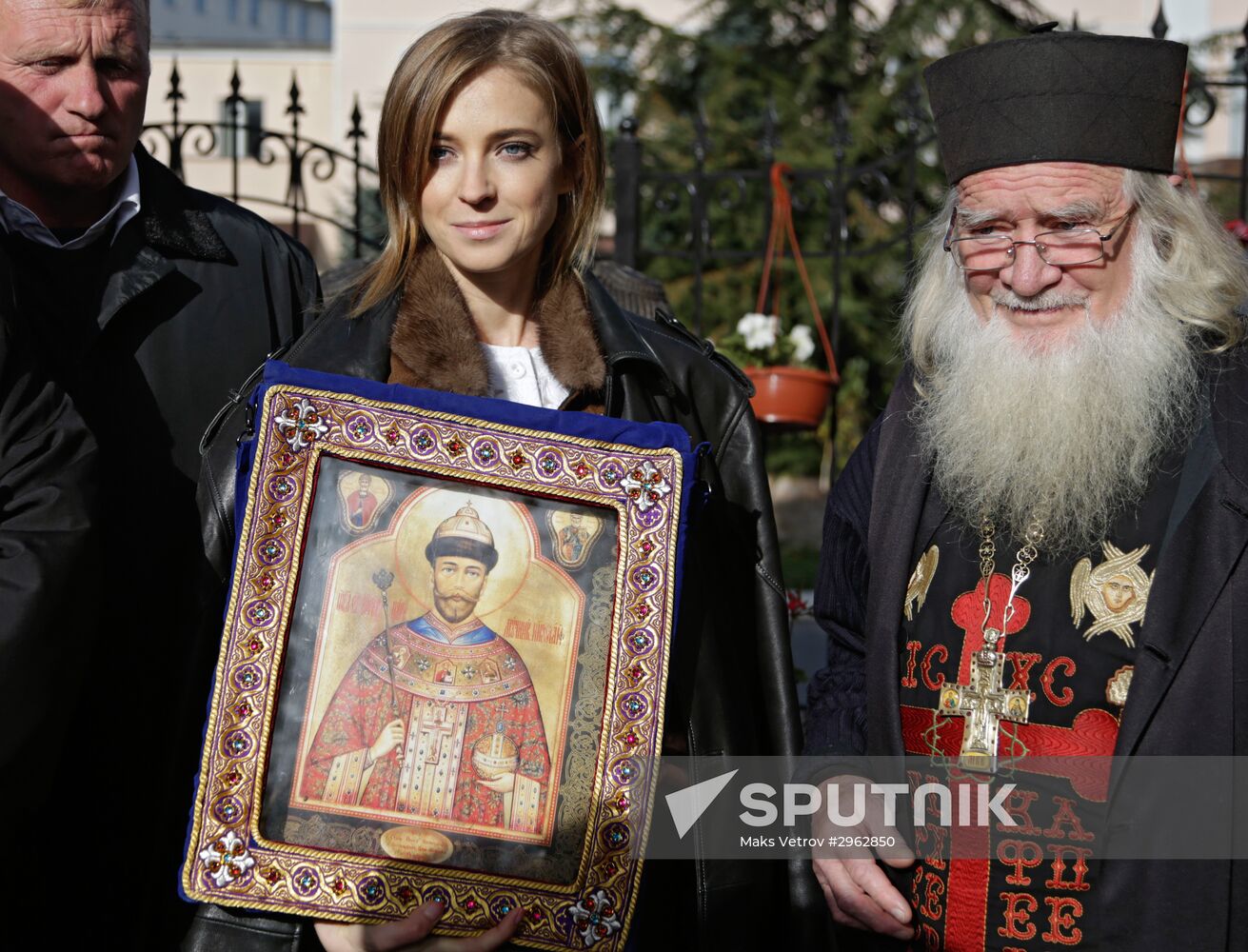 State Duma member Natalya Poklonskaya at opening of chapel at Crimean Prosecutor's Office