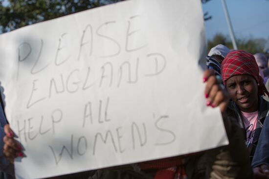 Relocation continues at Jungle spontaneous refugee camp in Calais, France