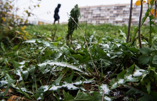 First snow in Moscow