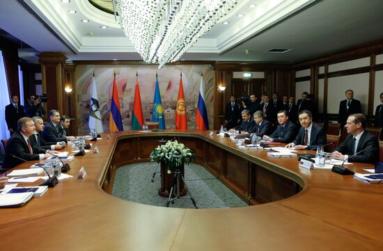 Russian Prime Minister Dmitri Medvedev at a session of the Eurasian Intergovernmental Council