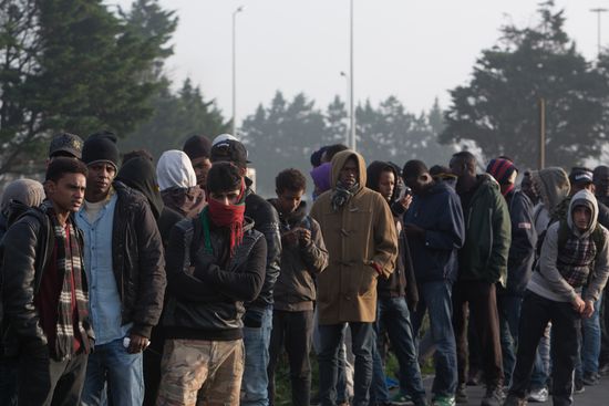 Relocation continues at Jungle spontaneous refugee camp in Calais, France