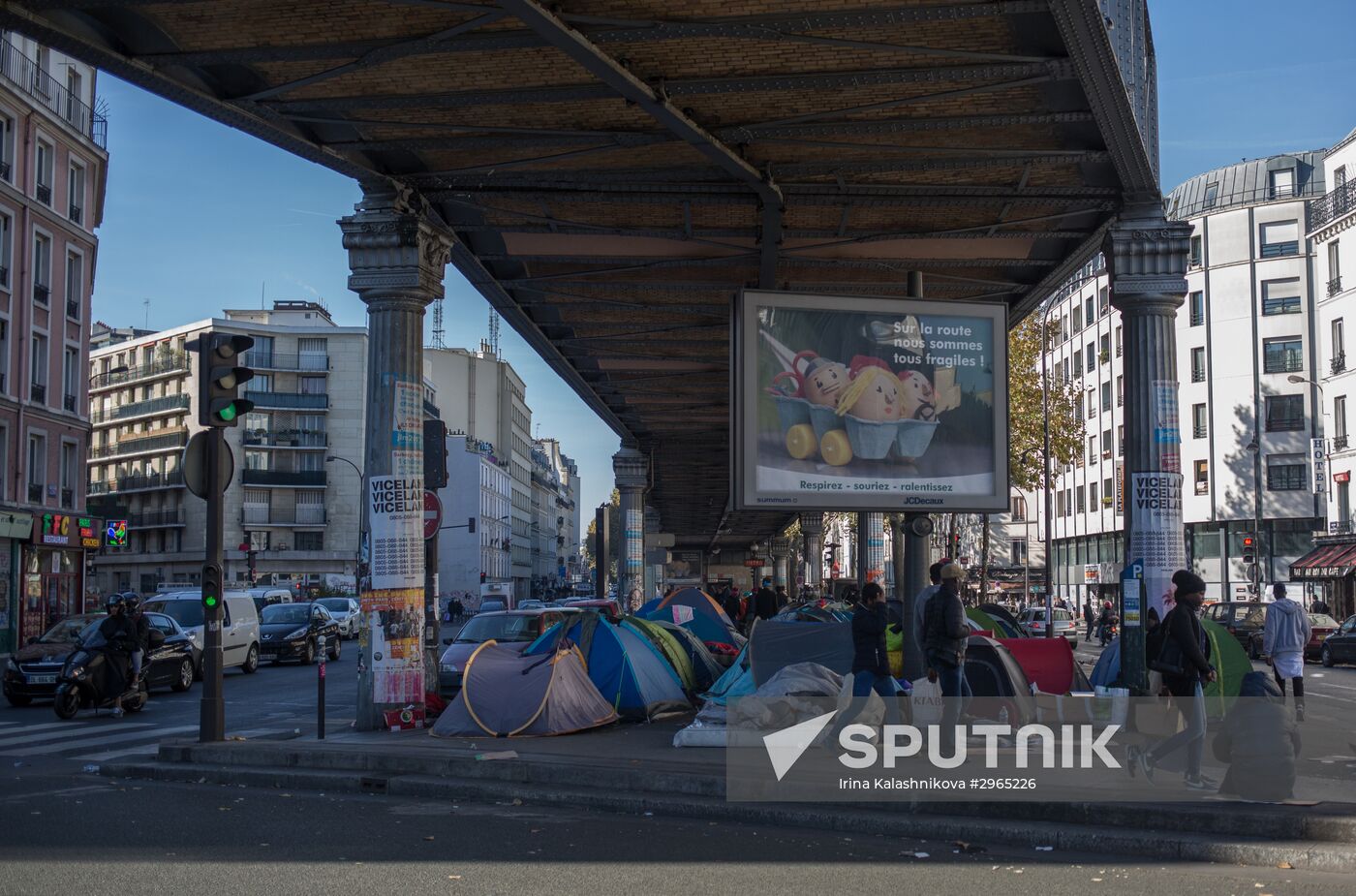 Migrants camp on the streets of Paris