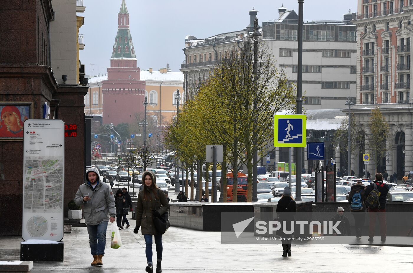 Moscow Mayor Sergei Sobyanin tours linden alley on Tverskaya Street