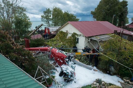 Helicopter falls on a private residence in Sochi