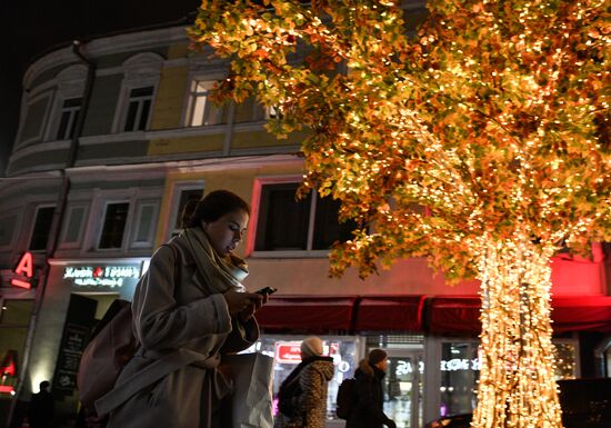 Evening highlighting in Moscow streets