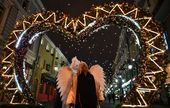 Evening lights in Moscow streets