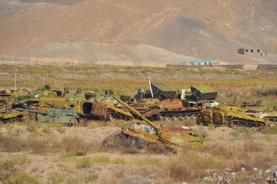 Damaged military equipment in Afghanistan
