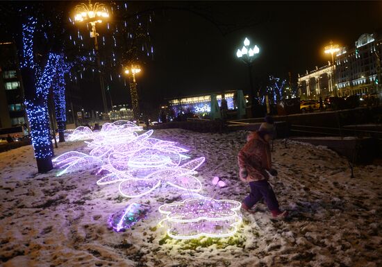 Evening highlighting in Moscow streets