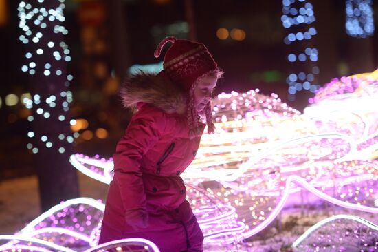 Evening highlighting in Moscow streets
