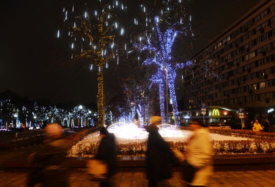 Evening highlighting in Moscow streets