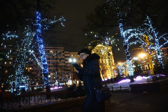 Evening highlighting in Moscow streets