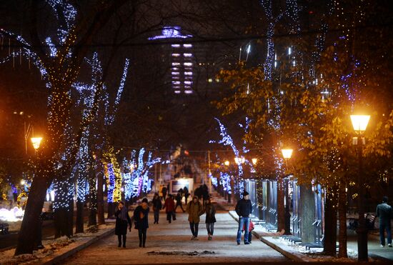 Evening highlighting in Moscow streets