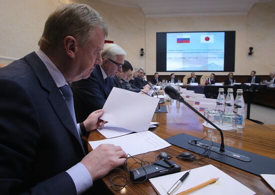 Russian Minister of Economic Development Alexei Ulyukayev meets with Hiroshige Seko