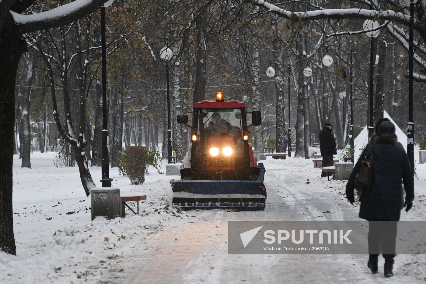 Shoveling snow in Moscow