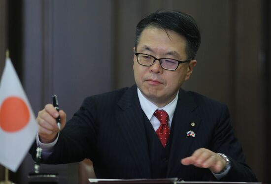 Russian Minister of Economic Development Alexei Ulyukayev meets with Hiroshige Seko