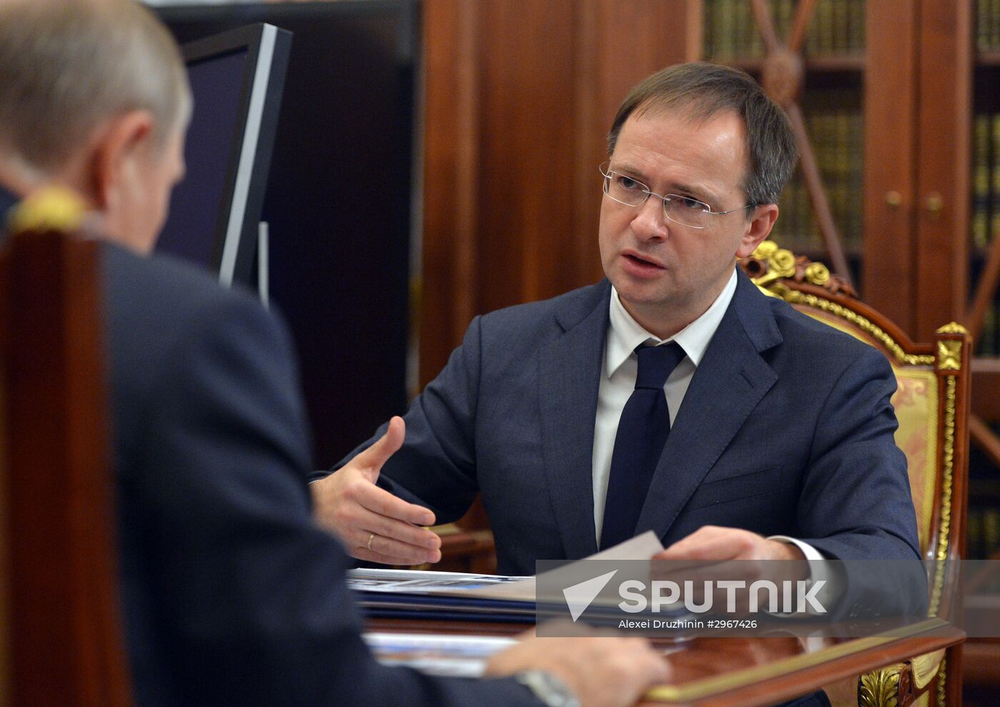 Russian President Putin meets with Culture Minister Medinsky