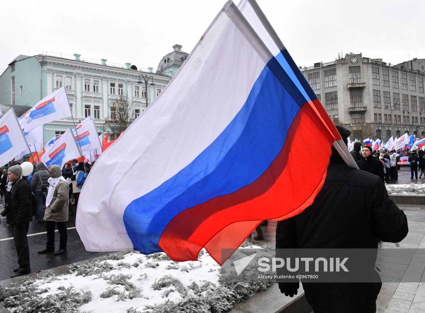 crowd, flags, celebrations, november 4