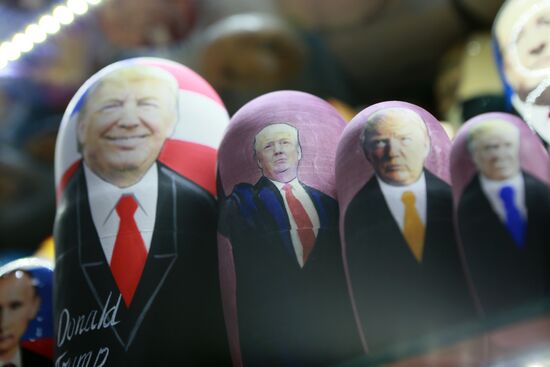 Trump matryoshka dolls on sale in Moscow