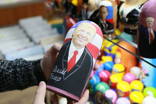 Trump matryoshka dolls on sale in Moscow