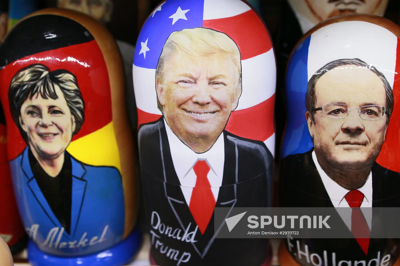 Trump matryoshka dolls on sale in Moscow