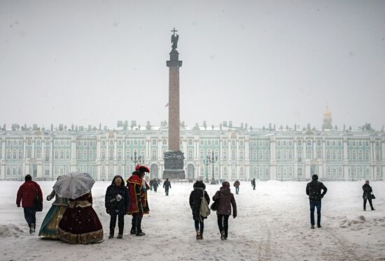 Snowfall in St. Petersburg