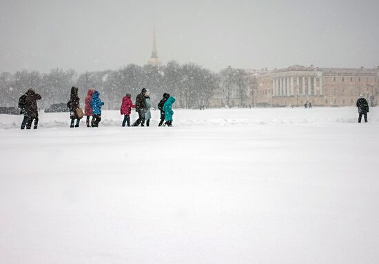 Snowfall in St. Petersburg
