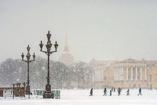 Snowfall in St. Petersburg