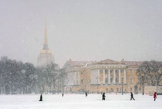 Snowfall in St. Petersburg