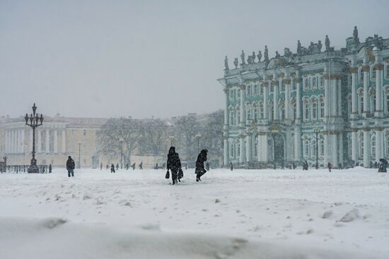 Snowfall in St. Petersburg