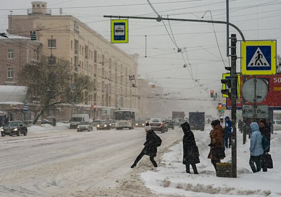 Snowfall in St. Petersburg