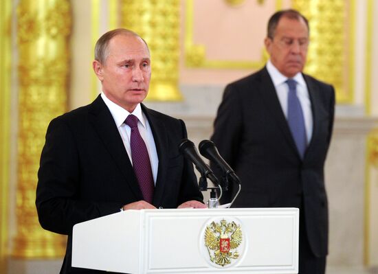 President Vladimir Putin receives credentials from foreign ambassadors