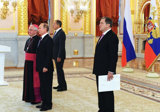 President Vladimir Putin receives credential from foreign ambassadors