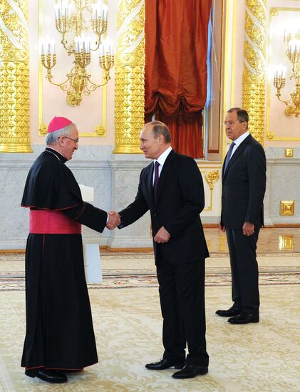 President Vladimir Putin receives credential from foreign ambassadors
