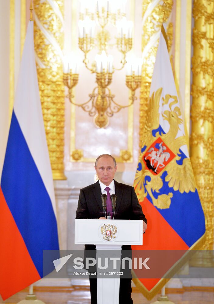 President Vladimir Putin receives credentials from 19 foreign ambassadors