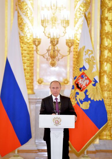 President Vladimir Putin receives credentials from 19 foreign ambassadors