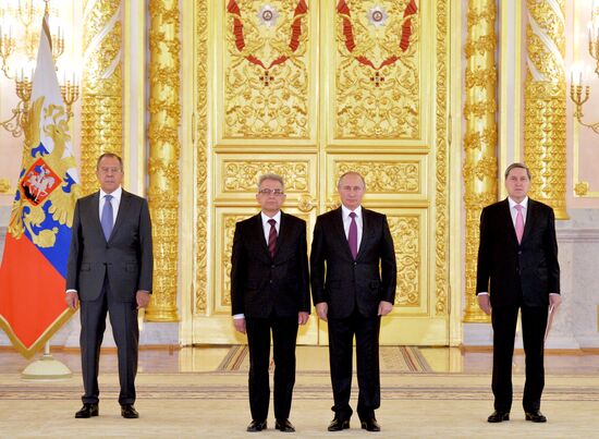 President Vladimir Putin receives credentials from 19 foreign ambassadors