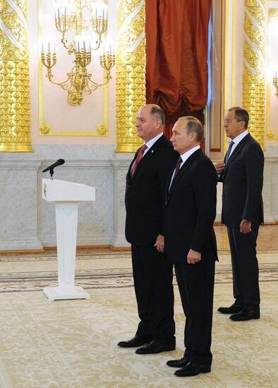 President Vladimir Putin receives credentials from 19 foreign ambassadors