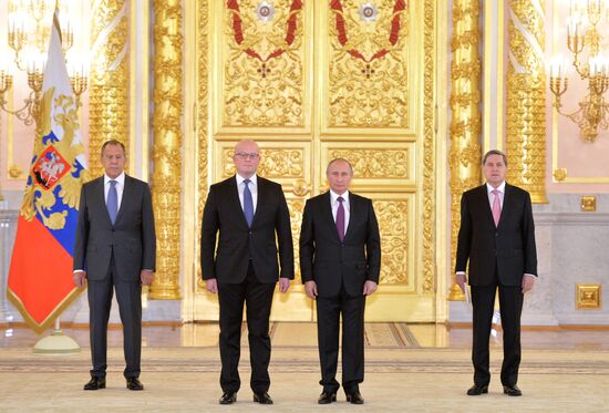 President Vladimir Putin receives credentials from 19 foreign ambassadors