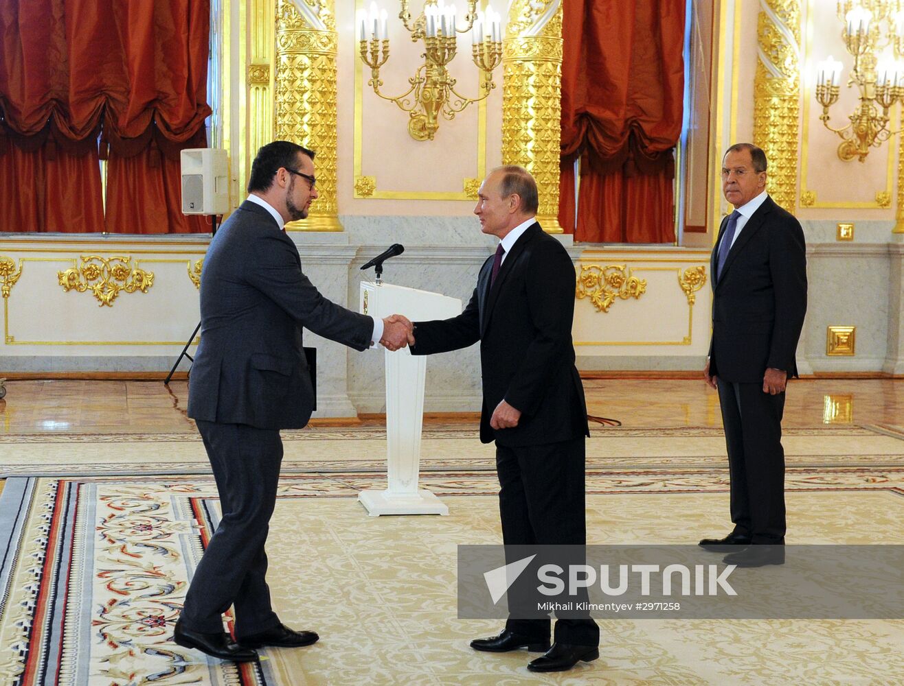 President Vladimir Putin receives credentials from 19 foreign ambassadors