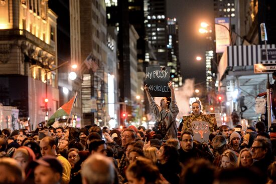 People in New York rally against Donald Trump's election