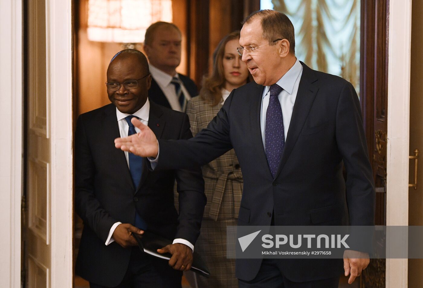 Russian Foreign Minister Sergei Lavrov meets with Foreign Minister of Benin Aurelien Agbenonci