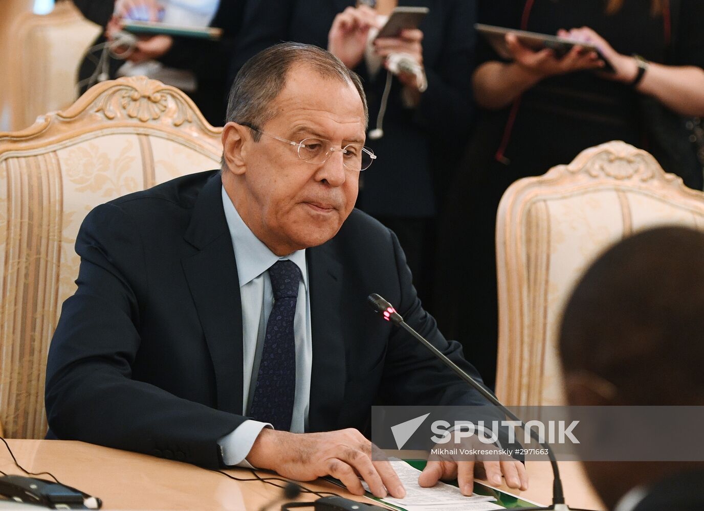 Russian Foreign Minister Sergei Lavrov meets with Foreign Minister of Benin Aurelien Agbenonci