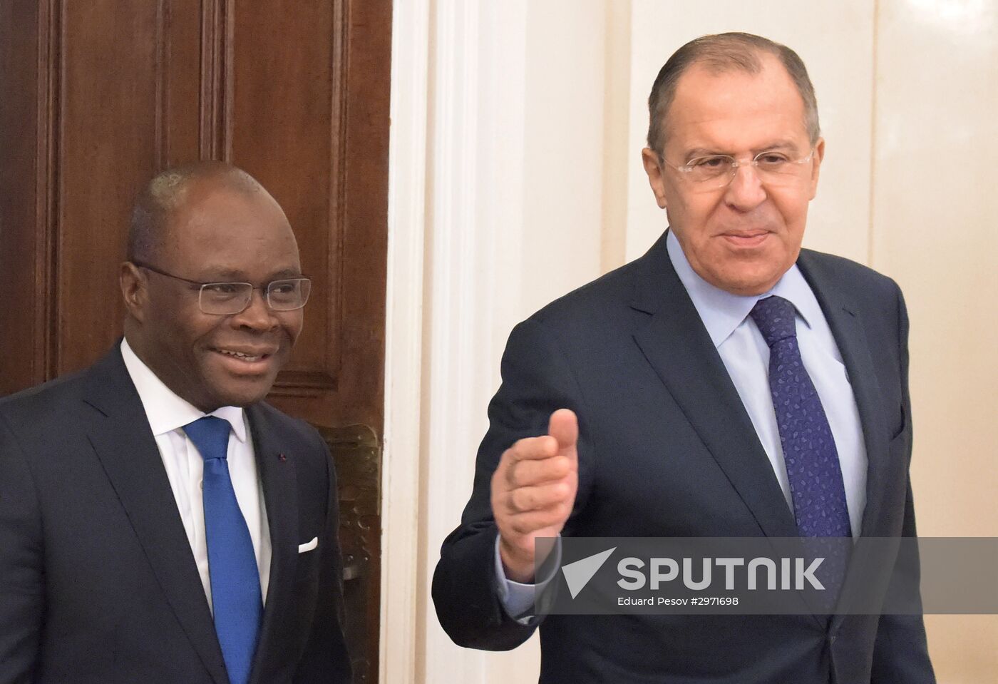 Russian Foreign Minister Sergei Lavrov meets with Foreign Minister of Benin Aurelien Agbenonci