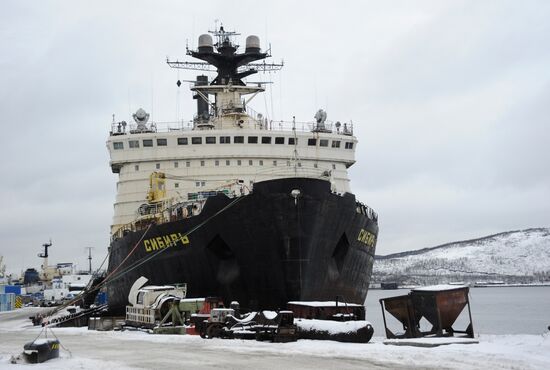 The Sibir nuclear-powered icebreaker towed for disposal