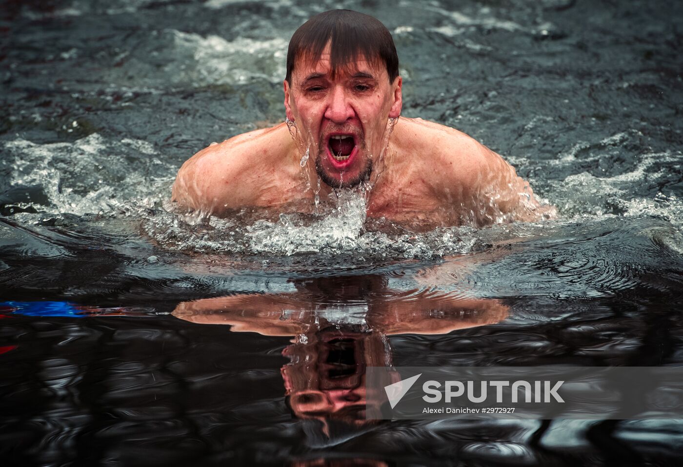 Ledostav (Freezing Over) winter swimming festival in St. Petersburg