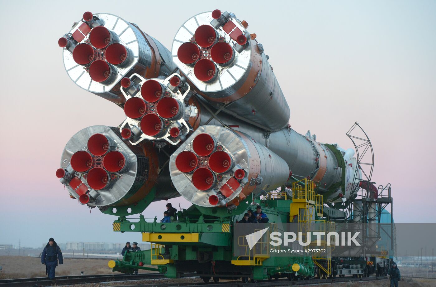 Soyuz FG carrier rocket with Soyuz MS-03 manned spacecraft moved to launch pad