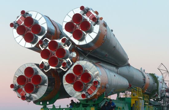 Soyuz FG carrier rocket with Soyuz MS-03 manned spacecraft moved to launch pad